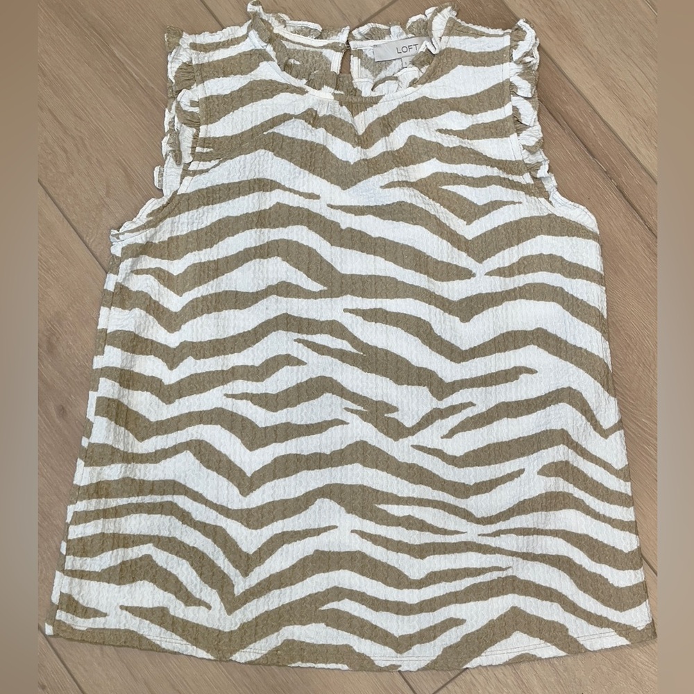 Loft Zebra Print Sleeveless Top - White and Tan